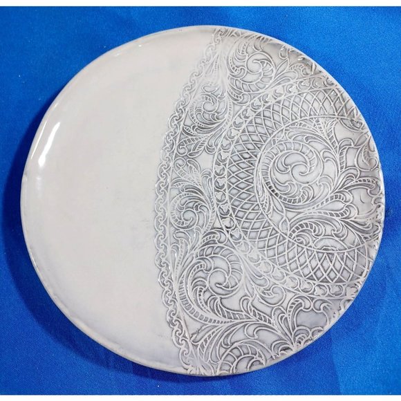 4 Angelina's Lace 9" Plates  Artimino Pottery Earthenware Luncheon Salad Dessert - Picture 7 of 10